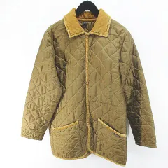 ラベンハム LAVENHAM キルティングジャケット 36 茶系 ブラウン イギリス製 スナップボタン ポケット 綿 コットン 裏地のサムネイル