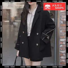 【送料無料】テーラードジャケット レディース アウター ダブルブレストジャケット ミディアム丈 春コート  ポケット付き スーツジャケット 春秋 ライトアウター ジャケット おしゃれ スプリングコート 体型カバー 新品 未使用 CH1SUYUZI-001