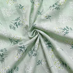 moonfarm 花柄 コットン 生地 選べる6色 幅1.4m 綿100％ ジャガード 手芸 レース フラワー 布(グリーン,  2m)のサムネイル