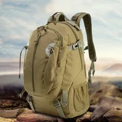 ★バックパック 大容量 多機能 リュックサック アウトドア 登山 カーキ色
