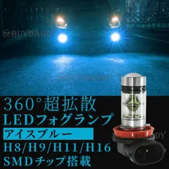 アイスブルー H8 H11 H16 LED フォグランプ 2個