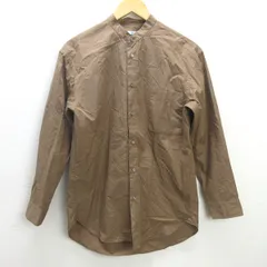 G■ユニクロ/UNIQLO スーピマコットンオーバーサイズスタンドカラーシャツ/331-446430【S】ベージュ/men's/128【中古】■