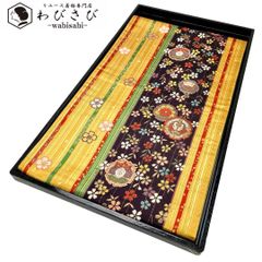 袋帯 向かい鳥 美しい華柄模様 花唐草 墨色 金糸 O-4773 - メルカリ 