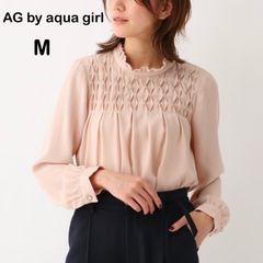 AB0146 【送料無料】【訳あり】AG by aquagirl エージーバイアクアガール　Mサイズ　ブラウス　ピンク　長袖　レディース　春　秋　冬