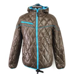 Body Wave【ボディーウェーブ】70%ダウンジャケット【メンズM/茶×水色】リバーシブル/アウター/Jacket/Jumper◆BJ074-ｂ