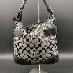 87 良品 COACH コーチ ショルダーバッグ シグネチャー キャンバス ブラック F03574 レディース ブランドバッグ 鞄 F112161