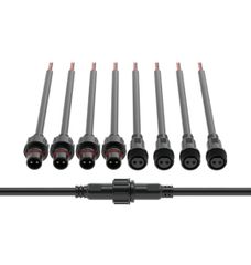 ★BTF-LIGHTING 2ピン 防水電気コネクター 18AWG IP65 オス メス コネクター 20CM 車 トラック ボート 屋内 屋外 LEDテープライト ストリング 0.75mm² 22mmナット 大きい 5ペア用 延長ケーブル