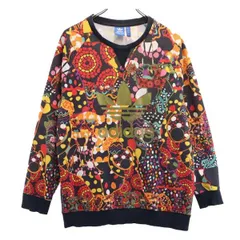 アディダス トレフォイルロゴ 総柄 長袖 トレーナー OT adidas スウェット レディース 古着 【231103】