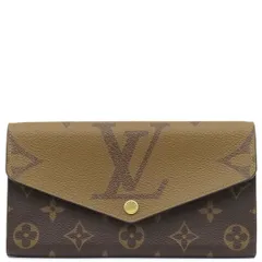 ルイヴィトン LOUIS VUITTON 長財布 ポルトフォイユ サラ モノグラムキャンバス モノグラムジャイアントリバースキャンバス モノグラムリバース ゴールド金具 フラップ 二つ折り 茶 ベージュ  M80726 RFID 【箱】【中古】