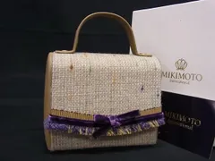 MIKIMOTO ミキモト キャンバス×レザー ハンドバッグモチーフ リングケース 指輪入れ レディース ベージュ系 DF2146