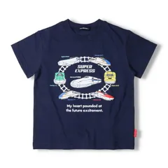 [ムージョンジョン] 【子供服】 日本製 新幹線電車集合半袖Tシャツ (コン・100cm) F32809 [ネイビー] [100]