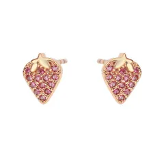 18KGP ピアス アレルギー対応 金メッキ ゴールド ルビー カラー ピンク CZ ダイヤ 苺 ストロベリー