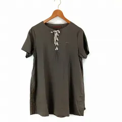 マドモアゼルノンノン　チュニックブラウス SALE】リネンソフト仕上げシャツチュニック【8分袖】（WOMEN