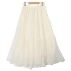 OLIVE des OLIVE オリーブ デ オリーブ 通年★ チュール ティアード フレア ロング スカート Sz.F レディース 白