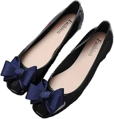 [レリカ] Le Li Ca レインシューズ パンプス ローファー リボン 防水 レディース 22.0～22.5cm(ネイビー,  22.0～22.5 cm)