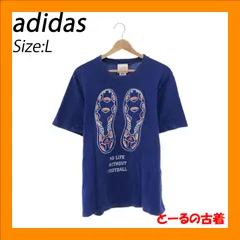 adidas アディダス トップス Tシャツ ロゴプリント スポーツ 半袖 大きいサイズ レディース ブルー 青 L