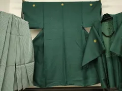 平和屋着物●男性　色紋付・羽織・行灯袴セット　鱗文様　銀通し地　キングサイズ　AABB4437ck