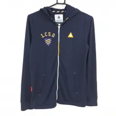 【美品】ルコックゴルフ ジップパーカー ネイビー×オレンジ 胸元ロゴ 薄手 レディース L ゴルフウェア le coq sportif