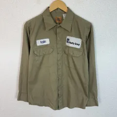 80s BIG BEN ビッグベン ワークシャツ ワッペン付き アースカラー カーキ X-LARGEサイズ メンズ 古着 ワーク系 アメカジ