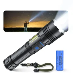 作業用 残量表示機能 耐衝撃 停電 ズーム式 7モード調光 IPX6防水 地震 COB作業灯 ハンディライト 単4電池適用 Type-C充電式/電池式 避難対策 最強 軍用 26650バッテリー付 防災グッズ 強力【防災士監修・超高輝度・XHP160チップ】5