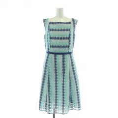 トッカ TOCCA フレアワンピース ひざ丈 ノースリーブ 花柄 刺繍 4 水色 ライトブルー 青 ブルー OPTOYM0350 /BB