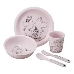 ムーミン 5ピース ギフトボックス 平皿、深皿、フォーク、スプーン、コップ 各１