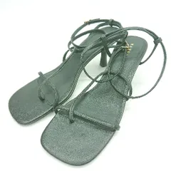 ◇ ⊂ RANDA ランダ スクエアトゥ アンクルストラップ サンダル サイズL ブラック レディース E  【1412260043014】