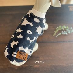 犬服 ハンドメイド 完成品 モノトーン北欧柄のバルーンワンピース