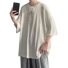 #1045:ホワイト_2XL foveitaa 夏服 メンズ Tシャツ メンズ 半袖 ゆったり おおきい サイズ ビッグT 五分袖 涼しい 無地 人気 カジュアル ファッション 丸襟 柔らかい肌触り 快適 ストリート 夏用 White-2XL