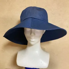 ネイビー 広いつばが特徴のシンプルなアウトドアハット　57.5cm