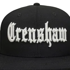 新品 男女兼用 キャップ CRENSHAW OLD ENGLISH SNAPBACK CAP クレンショー オールドイングリッシュ スナップバック キャップ  ホワイト ブラック 白 黒 帽子 6パネル ベースボール LA カリフォルニア 刺繍 チカーノ