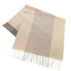 新品同様 エルメス ボーダー カシミヤ ベージュ マフラー 0565 HERMES