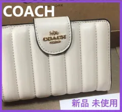 COACH コーチ 新品 ホワイト キルティング 折り財布 レディース 財布 ...