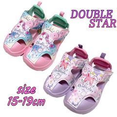 DOUBLE STAR ダブルスター スポーツサンダル マジックテープ ユニコーン/ウサギ サンダル 軽量 女の子 ピンク/パープル (4609)