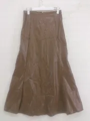 ◇ who's who Chico フェイクレザー ロング フレア スカート サイズF ブラウン系 レディース P  【1301260014356】