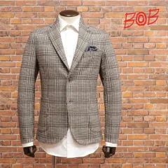 【美品】BOB ボブ ツイード テーラードジャケット アンコンジャケット 54 美品】BOB ボブ ツイード テーラードジャケット アンコンジャケット 54