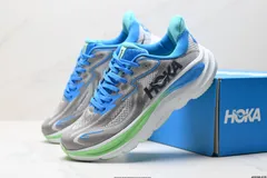 HOKA ONEONE ホカオネオネ CLIFTON 10 ホカ エム クリフトン 10 軽量 ロートップ アウトドア トレイル ランニングシューズ グレー+ブルーです スニーカー 送料無料