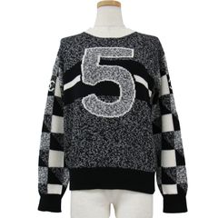 미품 CHANEL 샤넬 니트 캐시미어 블랙 화이트 36(S) 코코마크 No.5 무늬 뜨개질 멜란지 P73214 K10523 탑스 스웨터 이탈리아제[레이디스]