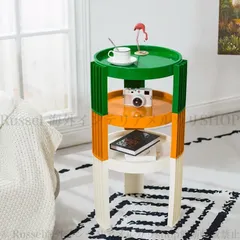 サイドテーブル 円形 シンプル 北欧 おしゃれ かわいい インテリア モダン ディスプレイラック コーヒーテーブル ホワイト オレンジ
