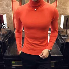 [XL]秋冬 コーデ メンズ  服 シンプル ファッション オシャレ 大人 かっこいい 大きいサイズ ストリート 紳士服 タートルネック セーター 厚手 暖かい プルオーバー スリム 長袖 インナー ニット レイヤリング シャツ