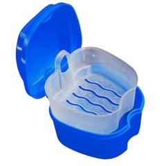 FJmark 入れ歯 マウスピース 矯正用 リテーナー ケース 携帯用 洗浄剤 部分入れ歯 矯正器具 義歯 容器 ミニサイズ 煮沸消毒可能 (青色)