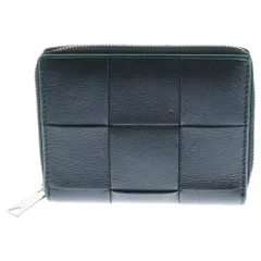 BOTTEGA VENETA (ボッテガヴェネタ) マキシイントレチャート カセット ラウンドファスナー レザーコンパクトウォレット 財布 ブラック 708614