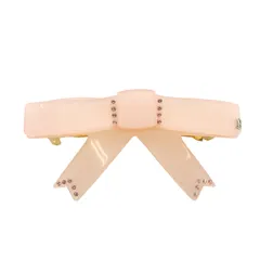 アレクサンドルドゥパリ Alexandre De Paris ラインストーン 装飾リボン バレッタ ピンク