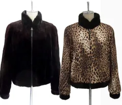 美品 高級毛皮◇MINK FUR×SILK シェアードミンク×レオパード リバーシブル 毛皮ジャケット 毛艶 レディース