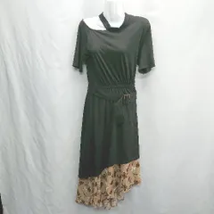 ◇ ⊂◎ CECIL McBEE レイヤード風 花柄 半袖 ロング ワンピース サイズM ブラック ベージュ レディース E  【1412090019111】