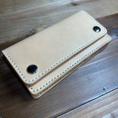 【トラッカーウォレット ロング　2層】  ナチュラル 本革 ハンドメイド