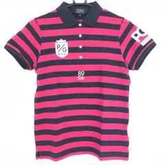 ★SALE価格★パーリーゲイツ 半袖ポロシャツ ネイビー×ピンク ボーダー レディース 1(M) ゴルフウェア PEARLY GATES