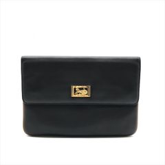 美品 CELINE セリーヌ 馬車金具 レザー クラッチ セカンド バッグ ブラック レディース ブランド 鞄 カバン k5610