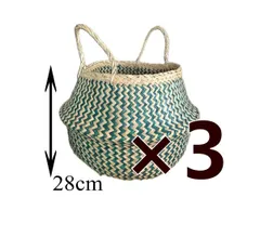 3個セット 2WAY かご バスケット 収納 鉢カバー 7号 8号 造花　キャンプ アウトドア タオル スリッパ入れ エステ 観葉植物 ペット ベット ベトナム産 ベトナム雑貨