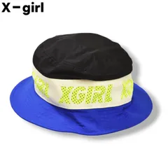 【美品】 エックスガール X－girl メッシュ ロゴ ナイロン バケット ハット ONE SIZE マルチカラー B系 HIPHOP ダンサー ストリート カジュアル ギア 小物 帽子 アクセサリー レディース ♪